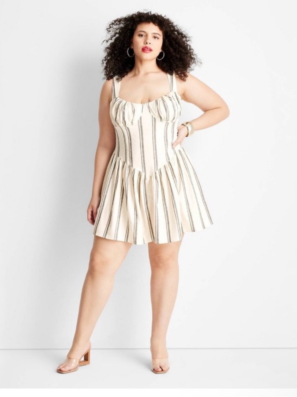 Target Plus Size (24) Future Collective Striped Cream mini dress